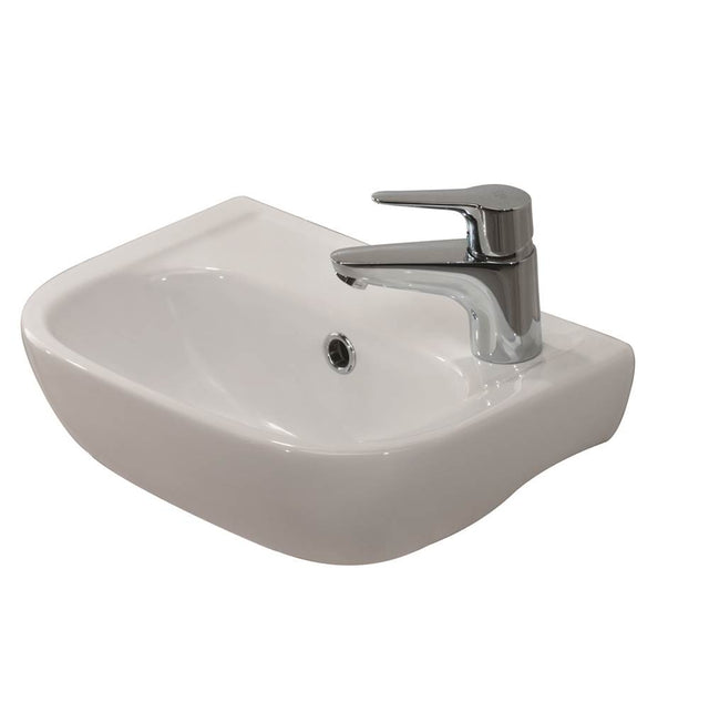 Barclay - Caroline 380 Wall-Hung Basin, White, Faucet Hole on Right - White