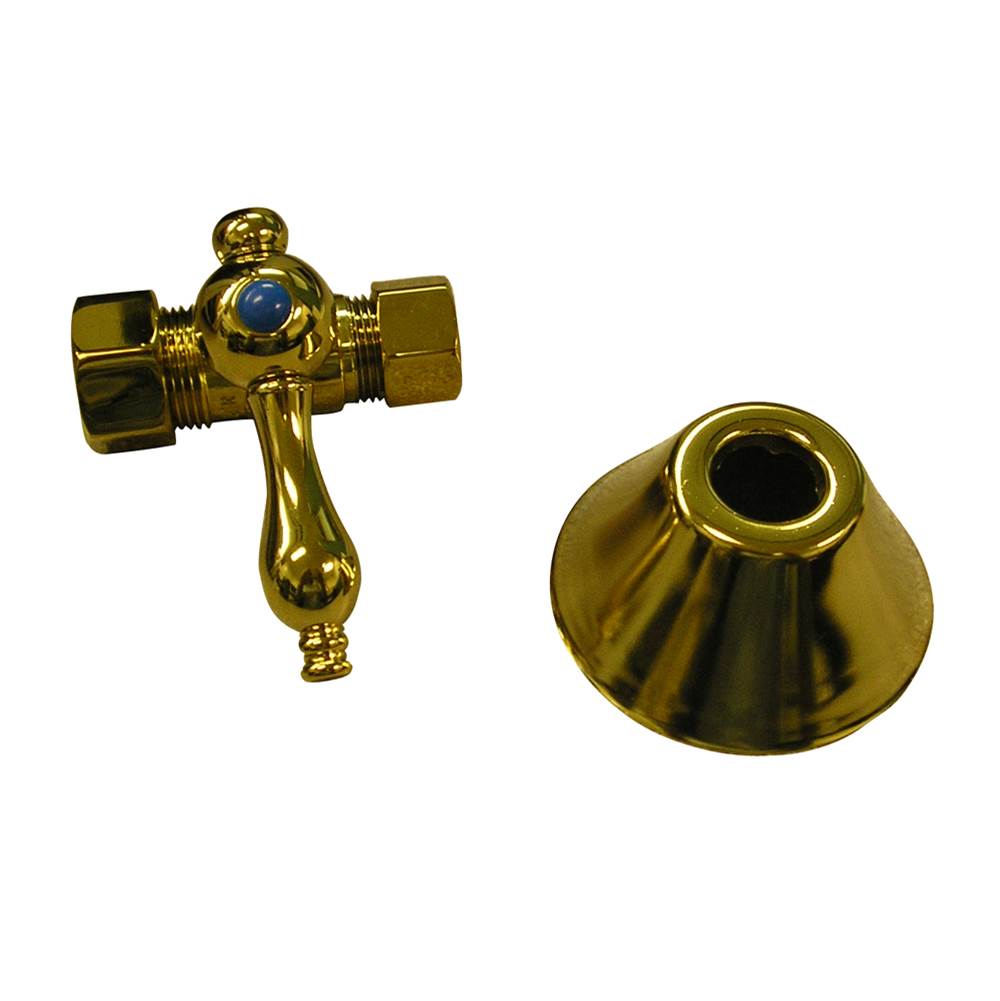Barclay - Straight Stop w/Flange, 1/2''  Comp x 5/8'' Comp, SET,PB - Polished Brass