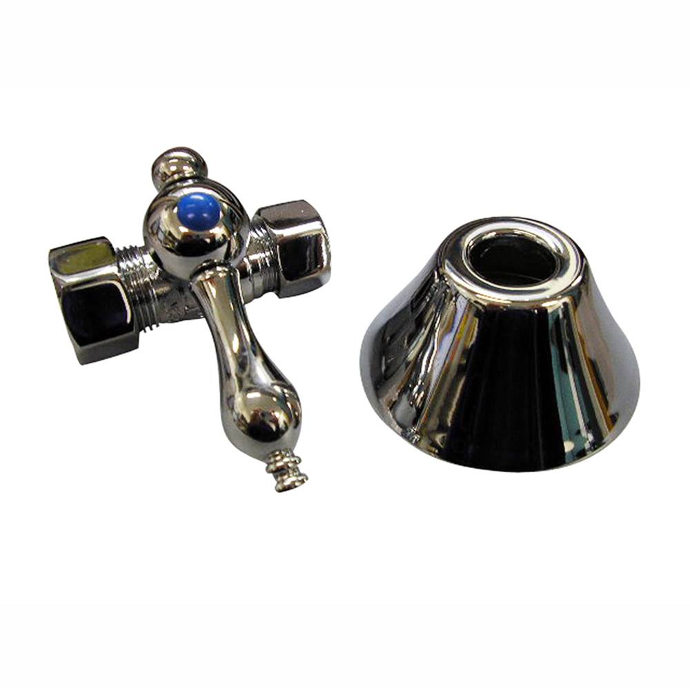 Barclay - Straight Stop w/flange, 1/2''  Comp x 5/8'' Comp,SET, Chrome - Polished Chrome