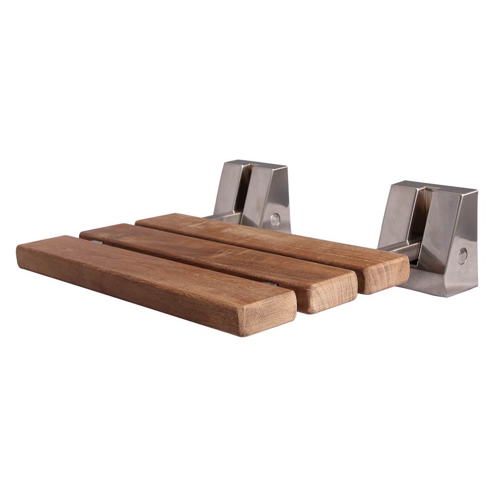 Barclay - 16'' Teak Wall Mount Slatted,  Brushed Nickel Trim - Brushed Nickel