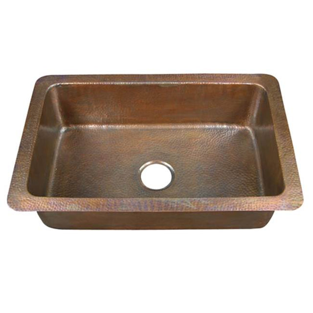 Barclay - Rhodes Single Bowl Kitchen Sink-Hammered Antique Copper - Antique Copper