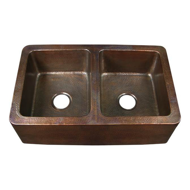 Barclay - Pembroke Double Bowl Farmer  Sink, Hammered Antique Copper - Antique Copper