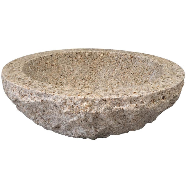 Barclay - Crestone Round Granite Vessel Polished Beige Granite - Polished Brass