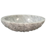 Barclay - Bonette Oval Chiseled Marble Vessel, Carrara - Carrara