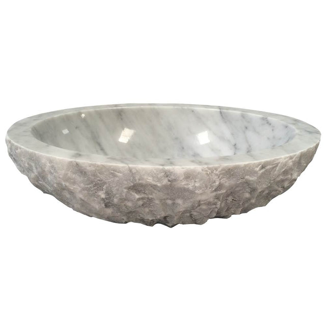 Barclay - Bonette Oval Chiseled Marble Vessel, Carrara - Carrara