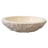 Barclay - Bonette Oval Chiseled Marble Vessel, Egyptian Cream - Egyptian Cream