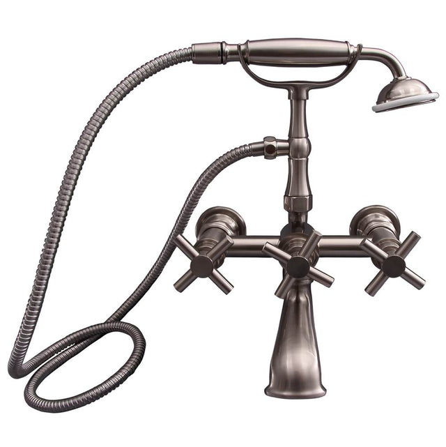 Barclay - Contemporary Wall Mount Tub Faucet w/ Hand Shower-BN - Brushed Nickel
