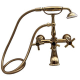Barclay - Contemporary Wall Mount Tub Faucet w/ Hand Shower-{PB - Polished Brass