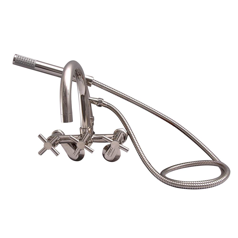 Barclay - WM Gooseneck Tub Fct w/HS Cross Hdls, Polished Nickel - Polished Nickel