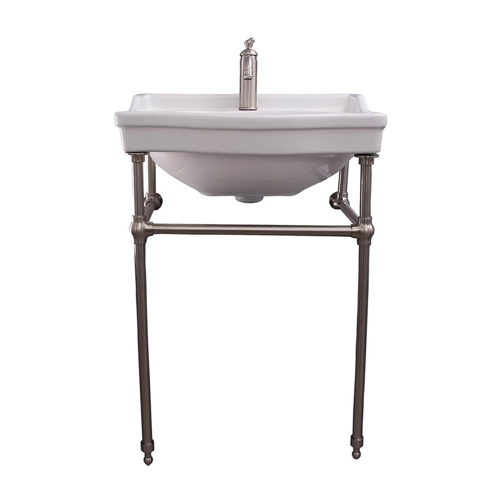 Barclay - Cali 24''Console w/stand,Whit 1 Faucet Hole, BN Stand - Brushed Nickel