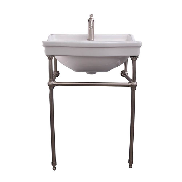 Barclay - Cali 24''Console w/stand,Whit 1 Faucet Hole, BN Stand - Brushed Nickel