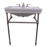 Barclay - Drew 30'' Console w/Stand, White, 8'' Widespread, BN Stand - Brushed Nickel
