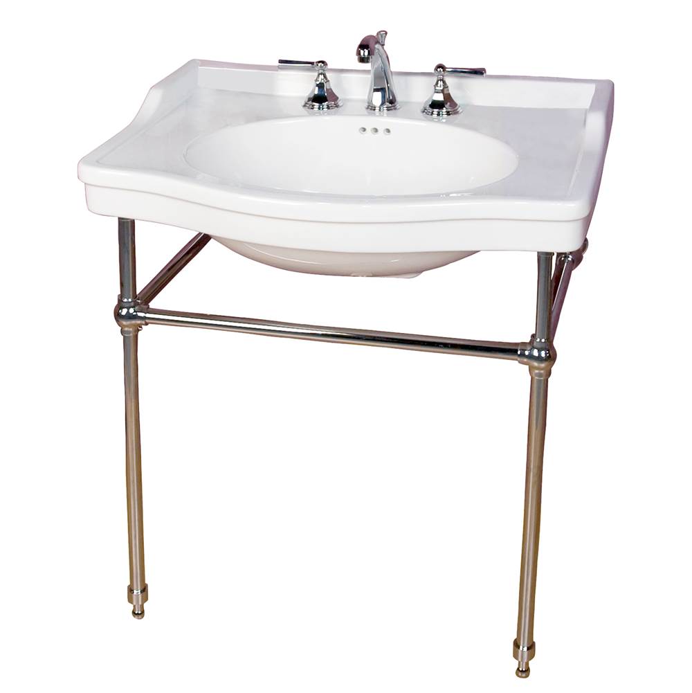 Barclay - Ensal 30''Console w/Stand,Whi 1 Faucet Hole, PN Stand - Polished Nickel