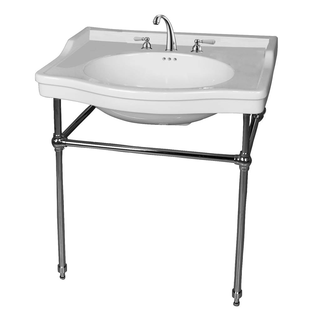 Barclay - Ensal 30''Console w/Stand,Whi 8'' Widespread, PN Stand - Polished Nickel