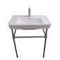 Barclay - Drew 30'' Console w/Stand, White, 1 Faucet Hole, BN Stand - Brushed Nickel