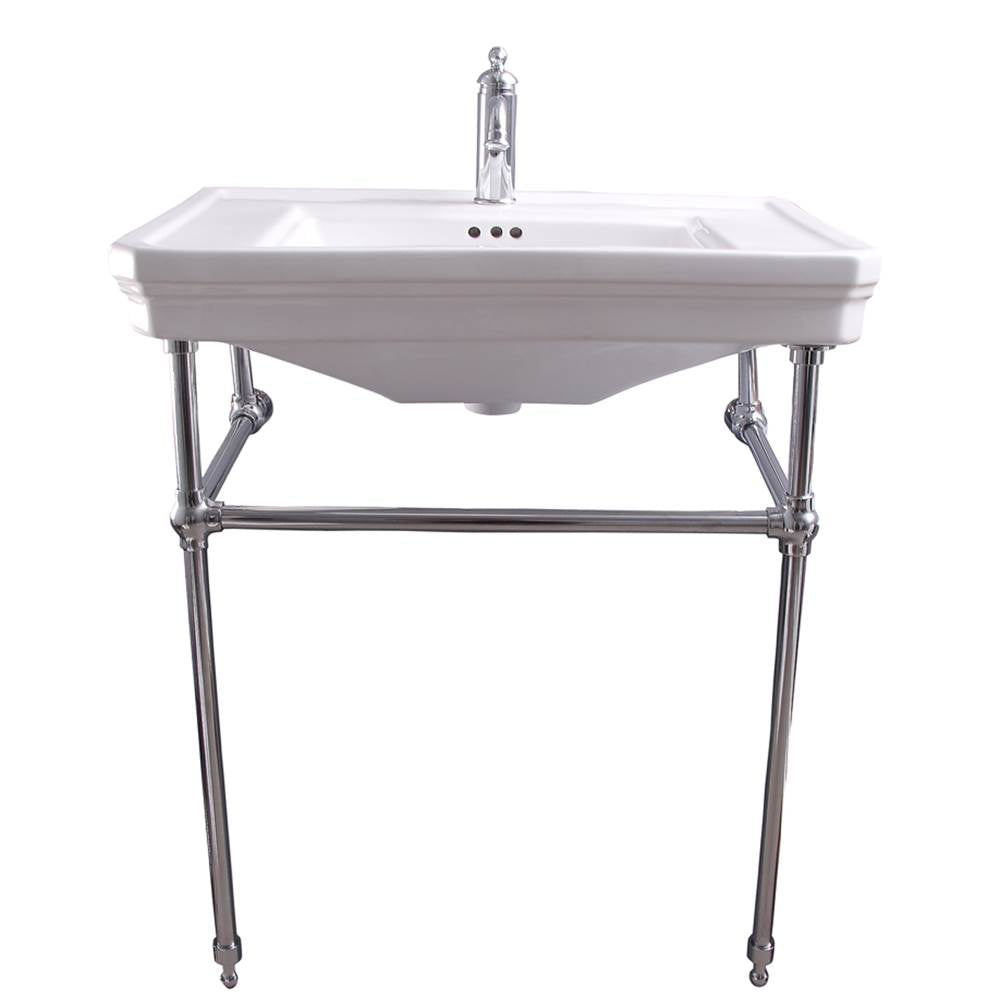 Barclay - Drew 30'' Console w/Stand, White, 1 Faucet Hole, CP Stand - Polished Chrome
