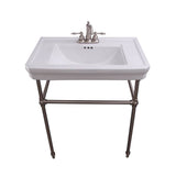 Barclay - Drew 30'' Console w/Stand, White, 4'' CC, BN Stand - Brushed Nickel