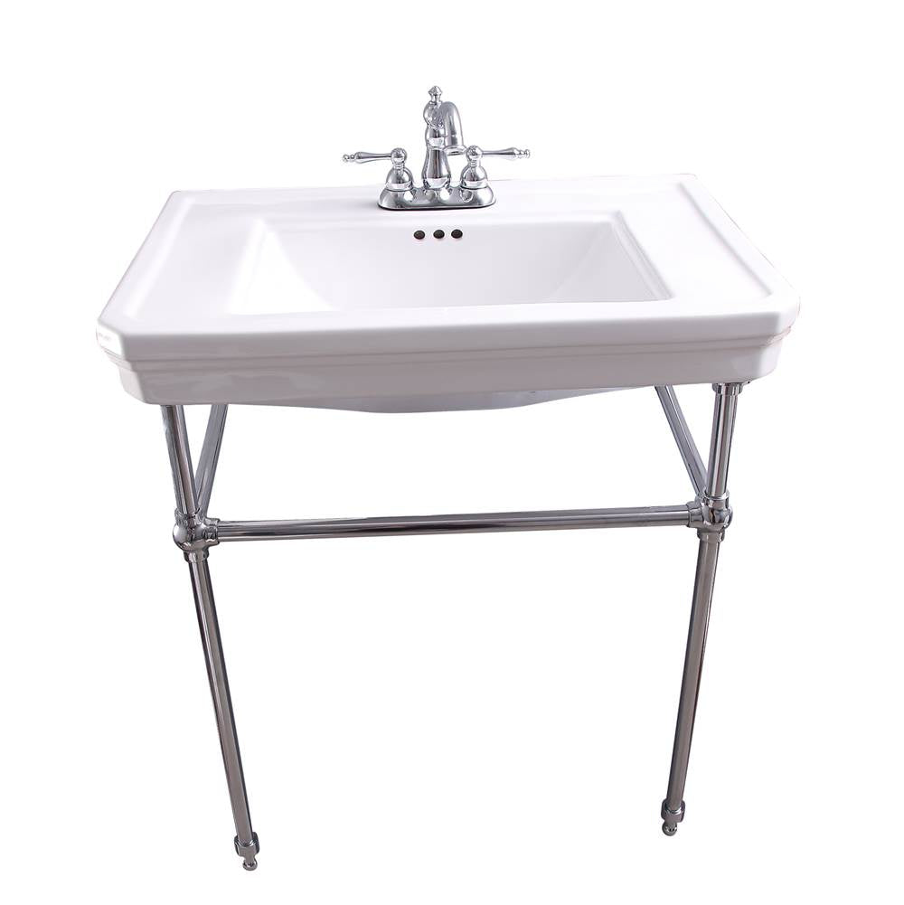 Barclay - Drew 30'' Console w/Stand, White, 4'' CC, CP Stand - Polished Chrome