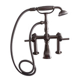 Barclay - Deck Mount Tub Faucet w/ Lever Handles, Hand Shower-BN - Brushed Nickel