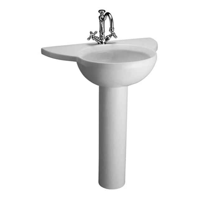 Barclay - Des 810 Pedestal Lavatory 1-hole , WHITE - White