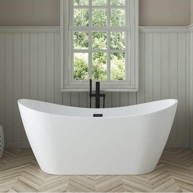 Barclay - Nairobi 67''AC Tub Matte White W/Internal Drain & OF BG - Brushed Gold