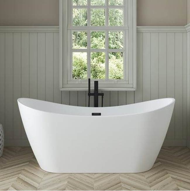Barclay - Nairobi 67''AC Tub Matte White W/Internal Drain & OF PN - Polished Nickel