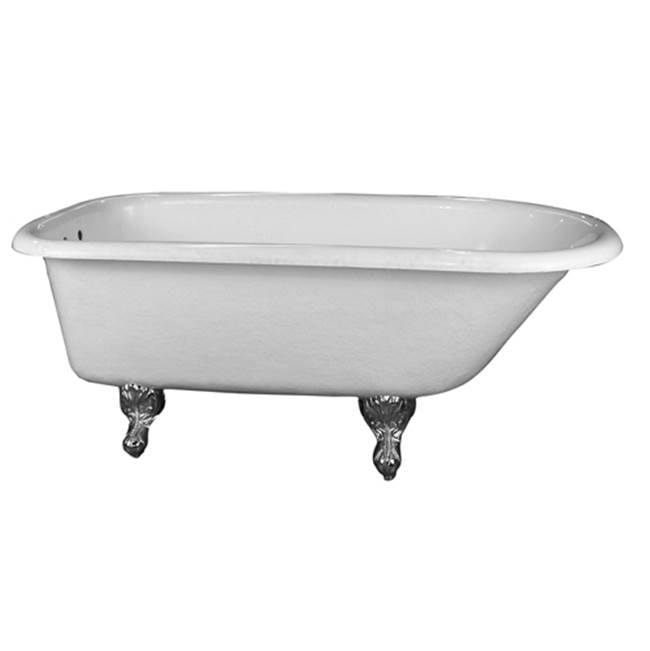 Barclay - Andover Acrylic Roll Top WH 60'', 3-3/8'' Holes, WH Feet - White