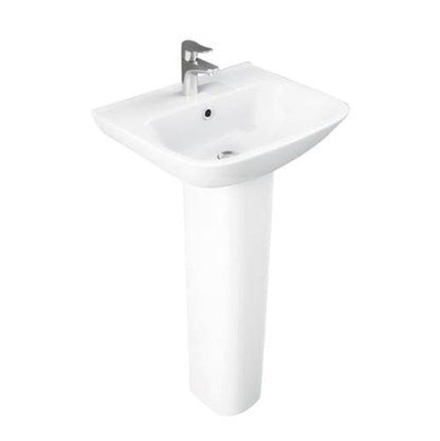 Barclay - Eden 450 Pedestal Lavatory 4'' Centerset, White - White