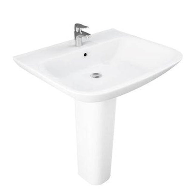 Barclay - Eden 650 Pedestal Lavatory 4'' Centerset, White - White