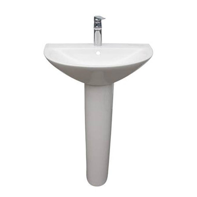 Barclay - Morning 650 Pedestal Lavatory W/8'' Widespread,Overflow,WH - White