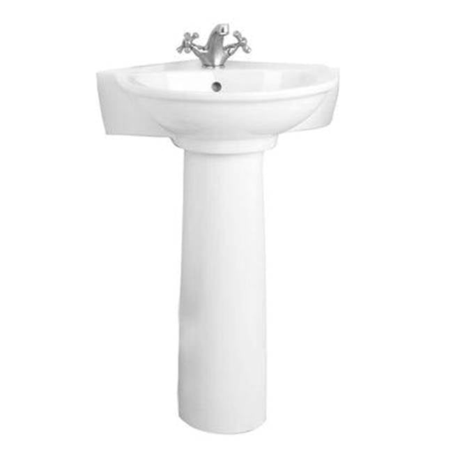 Barclay - Evolution Corner Pedestal Lavatory, 4'' CS, White - White