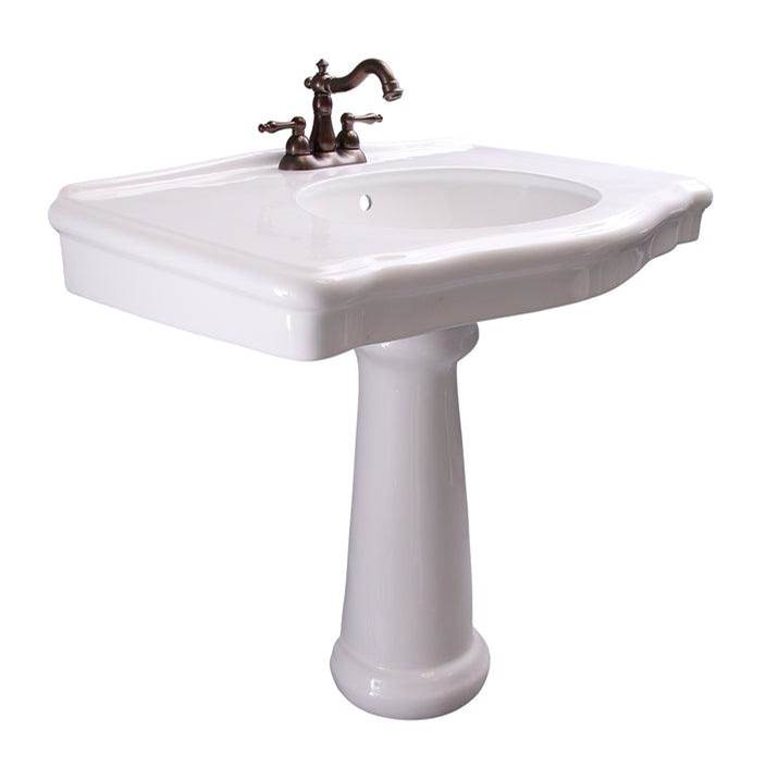 Barclay - Anders Rectangular Pedestal Lavatory, 4'' CC, White - White