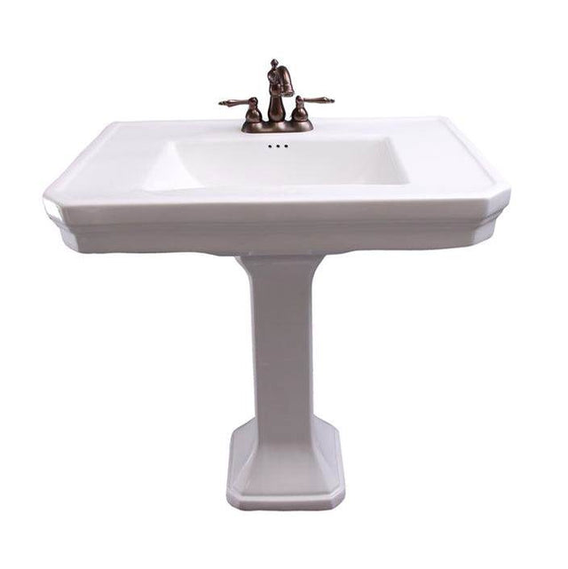 Barclay - Corbin Rectangular Pedestal Lavatory, 4'' CC, White - White