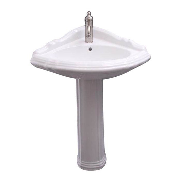 Barclay - Ethan Corner Pedestal Lavatory, 1 Faucet Hole,White - White
