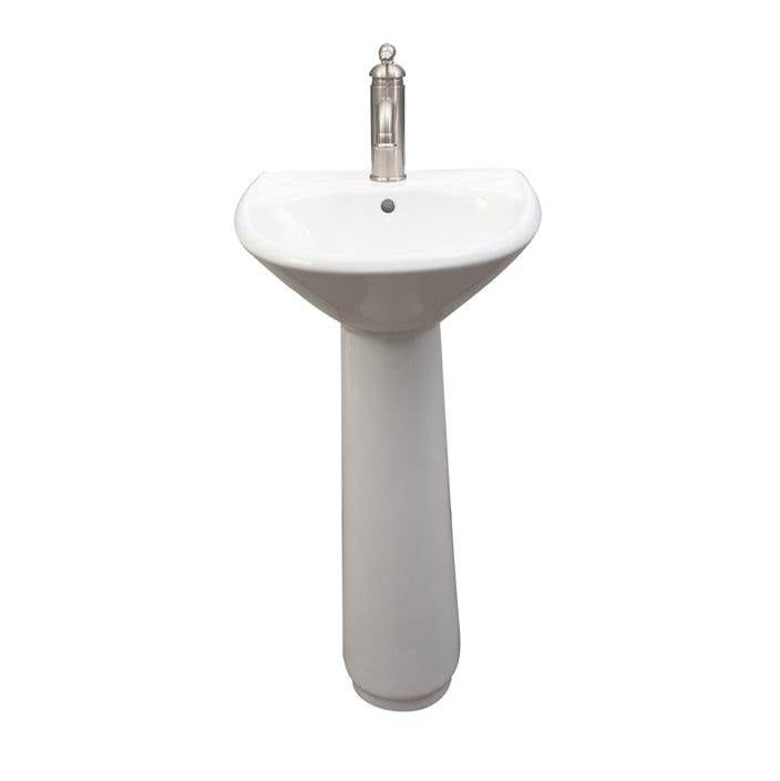 Barclay - Gair Pedestal Lavatory 4'' CC ,White - White