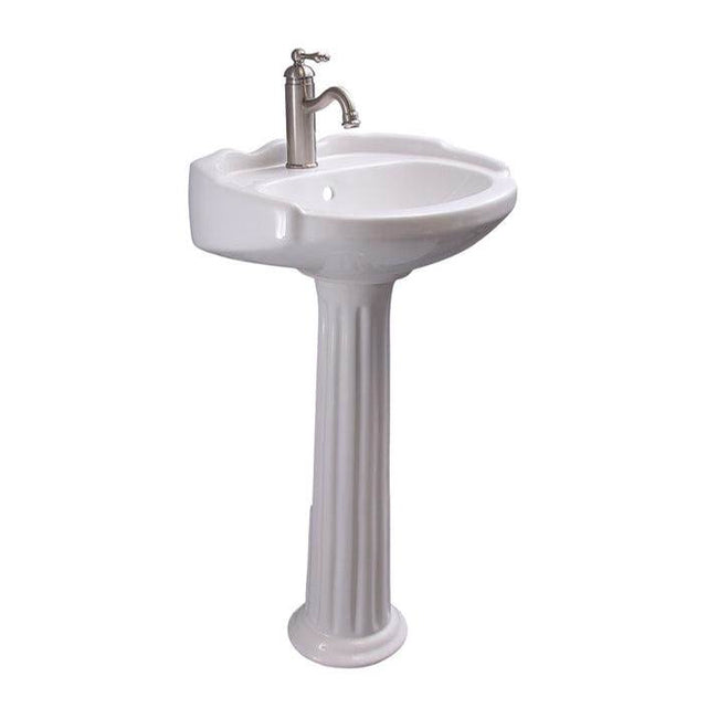 Barclay - Silvi 20'' Pedestal Lavatory 1 Faucet Hole,White - White