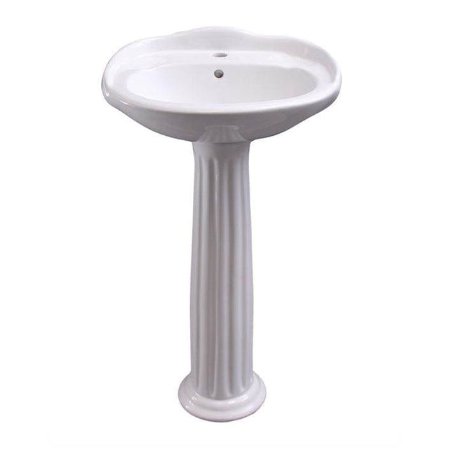 Barclay - Arianne 19'' Pedestal Lavatory 4'' Center Set ,White - White