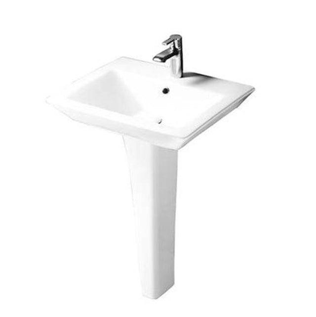 Barclay - Opulence 23'' Ped Lav, Rect. Bowl 4'' Centerset, White - White