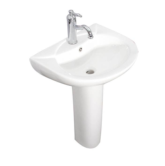 Barclay - Banks Pedestal for 4'' cc Faucet Holes, Overflow, White - White