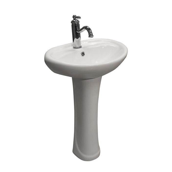 Barclay - Ashley Pedestal for 4'' cc Faucet Hole, Overflow, White - White