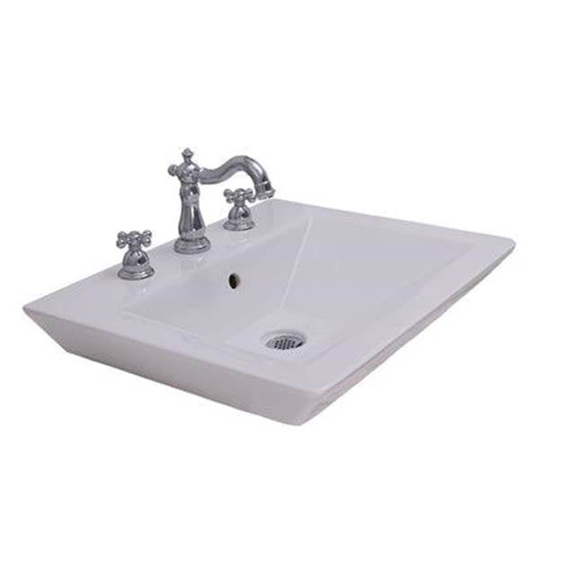 Barclay - Opulence 23'' Wall-Hung Basin, White, Rect. Bowl, 4'' CS - White