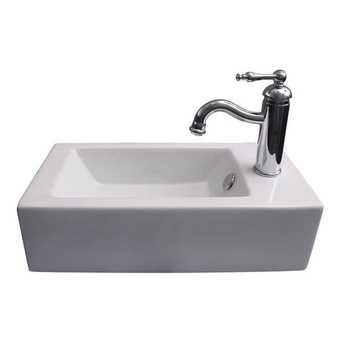 Barclay - Arcadia Rect Wall Hung 20''  Faucet hole on Right, WH - White