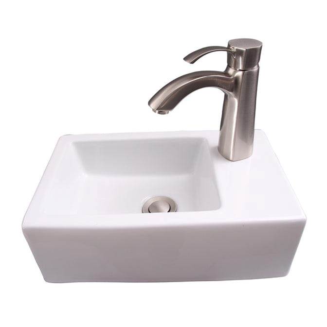 Barclay - Avilla Rect Wall Hung 15'' Faucet hole on Right, White - White