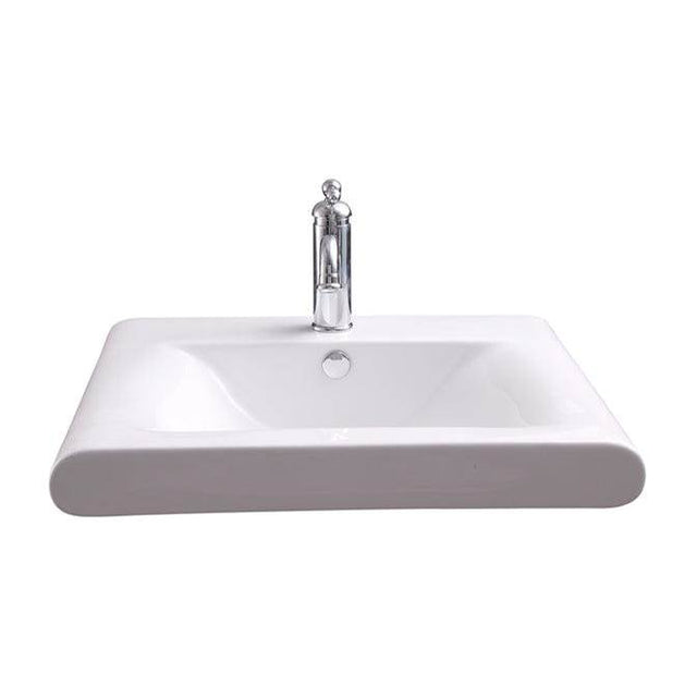 Barclay - Thad Rectangular 24'' Wall Hung 1 Faucet hole,Overflow, White - White