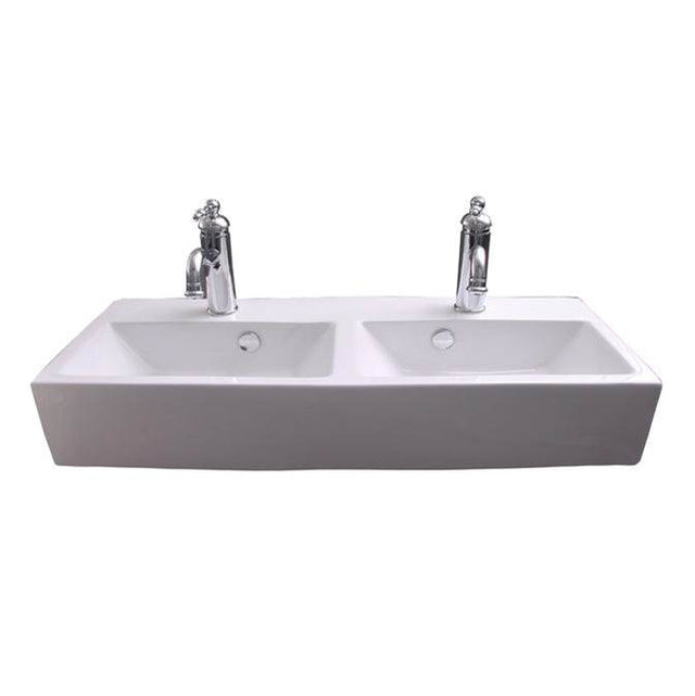 Barclay - Winfield Wall Hung 33-1/2'' Dbl Bowl,1 Fct Hole Each, OF, WH - White