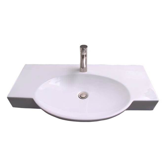 Barclay - Waveland Wall Hung 34'' Rect, Oval Basin,1 Faucet Hole,WH - White