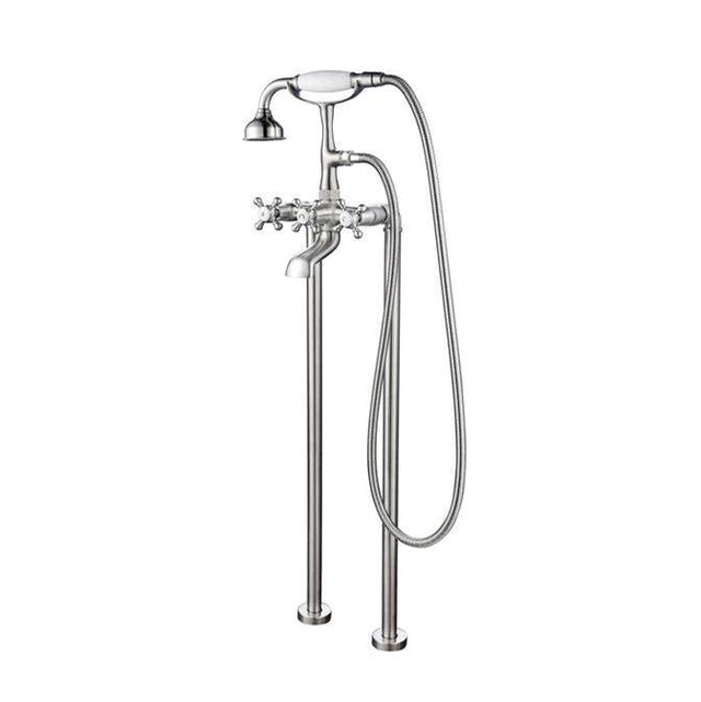Barclay - Freestanding Tub Faucet W/Hand Shower,6'' Straight Body, BN - Brushed Nickel