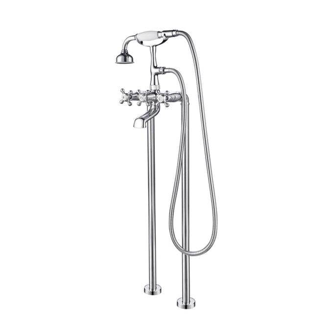 Barclay - Freestanding Tub Faucet W/Hand Shower, 6'' Straight Body,CP - Polished Chrome