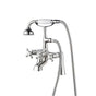 Barclay - Deck Mount Filler w/HandShower 6''Straight Bdy,Cross Hndl,BN - Brushed Nickel