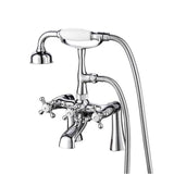 Barclay - Deck Mount Filler w/HandShower 6''Straight Bdy,Cross Hndl,CP - Polished Chrome